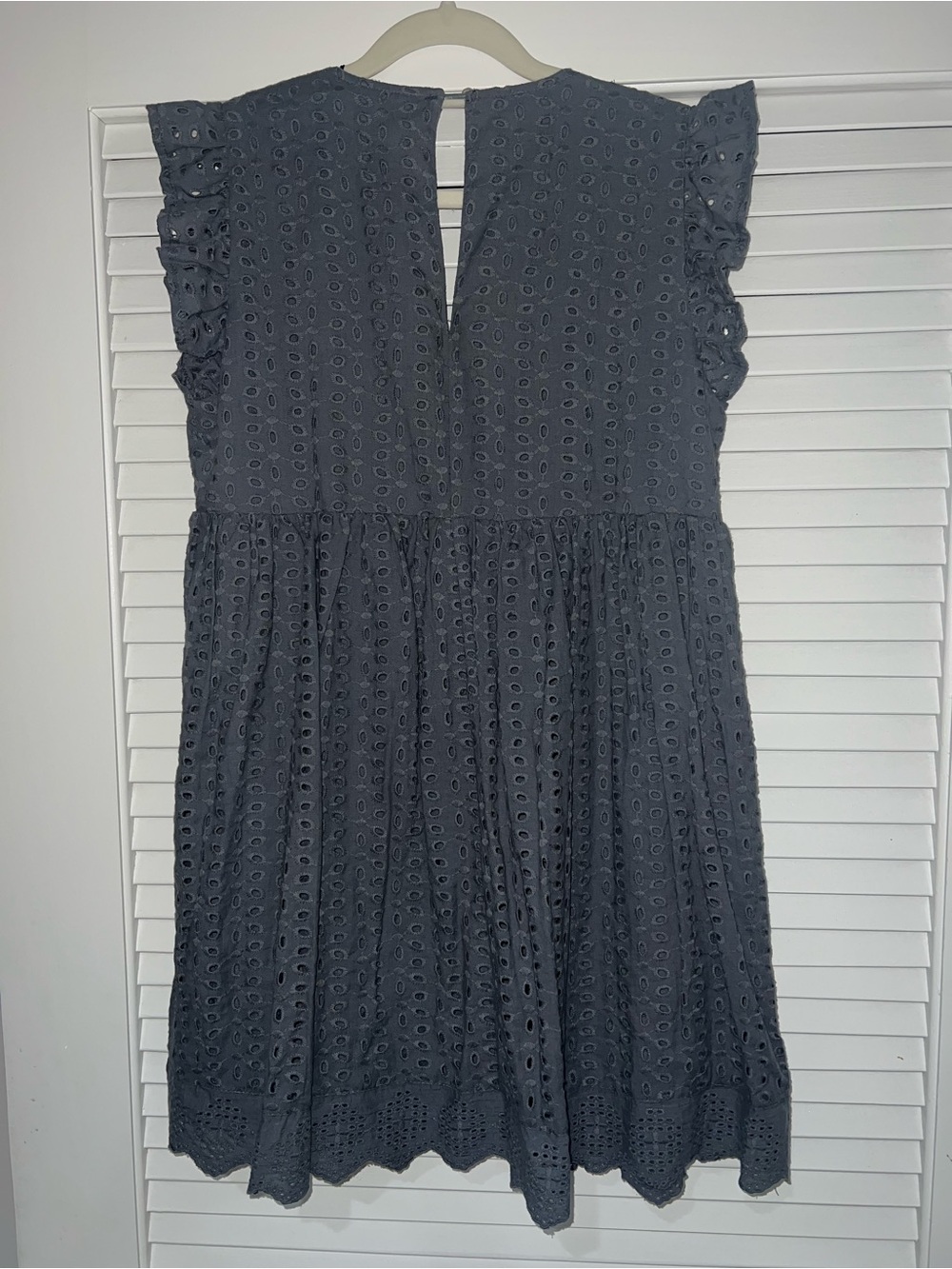 Mustard seed Slate Blue Eyelet V-Neck Romper - Picture 2 of 3